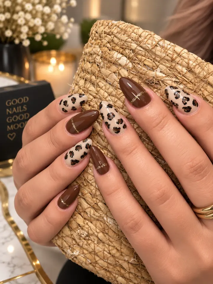 Leopar detaylı modern tırnak tasarımı